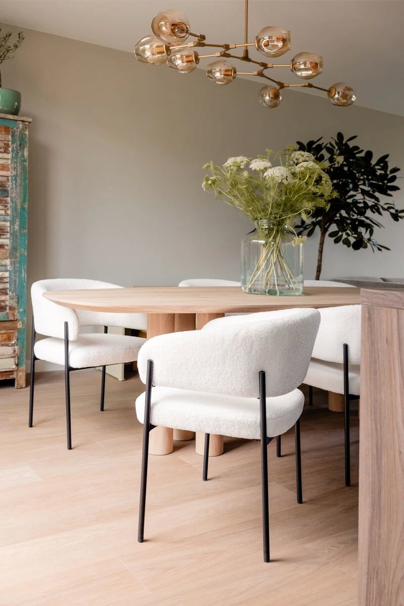 Kopen zonder kijken eethoek met eikenhouten tafel en 6 stoelen