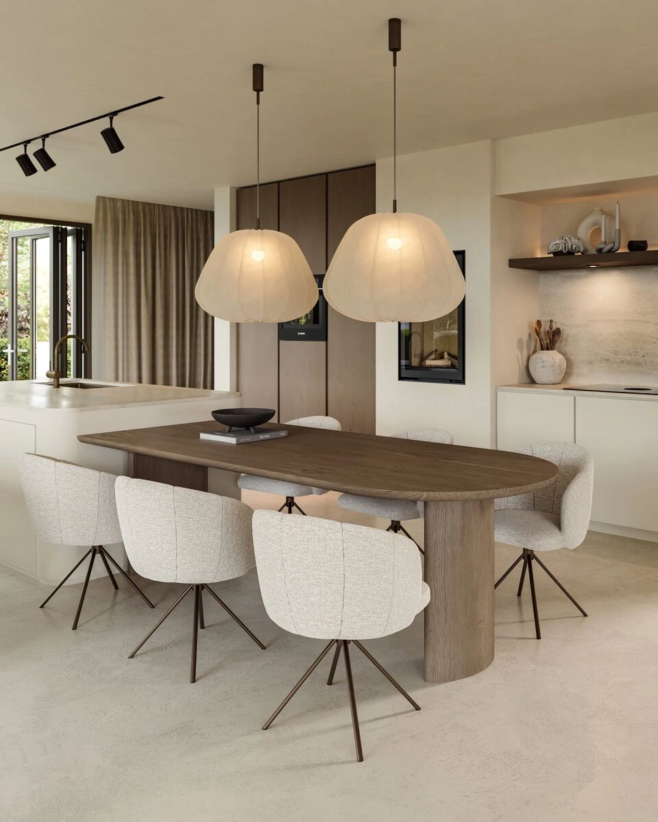 Boogvormige eettafel van Table du Sud in kleur Autumn