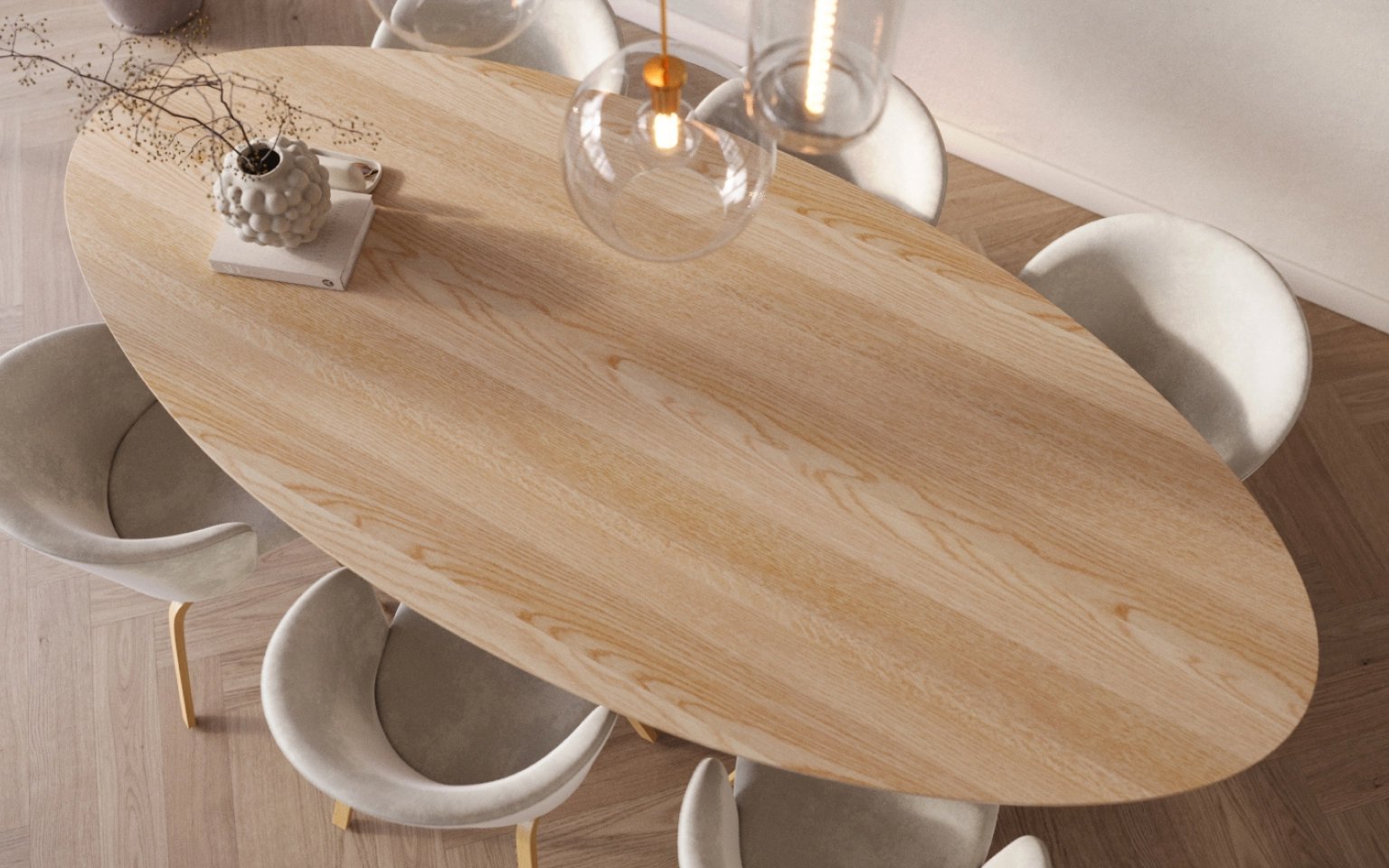 Licht eikenhout ovale eettafel Table du Sud