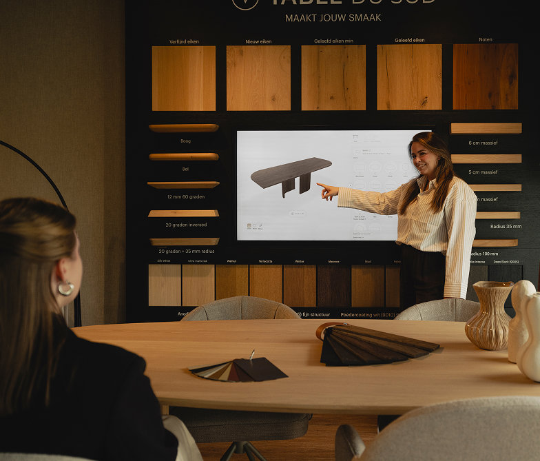 3D configuratie in de woonwinkel voor interieuradvies bij Table du Sud
